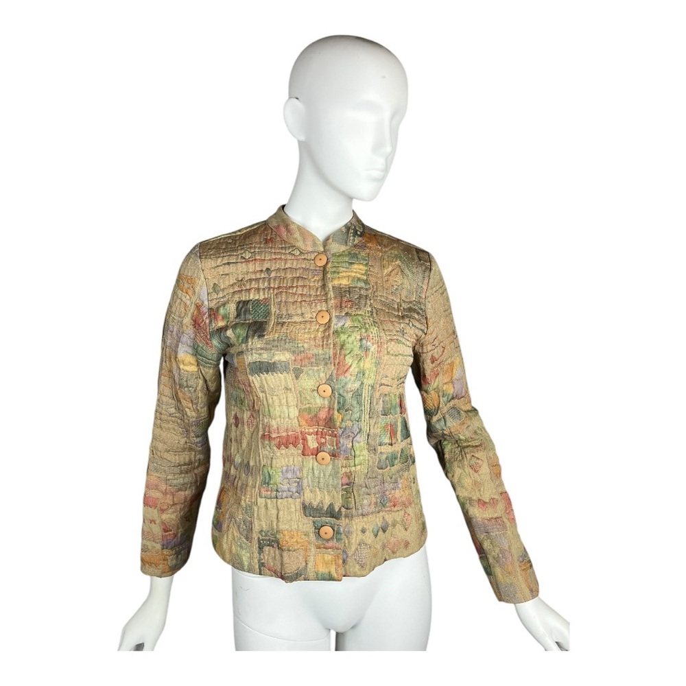 Orvis Patterned Textured Jacket Small Made USA Tapestry Jacquard Southwest Y2K